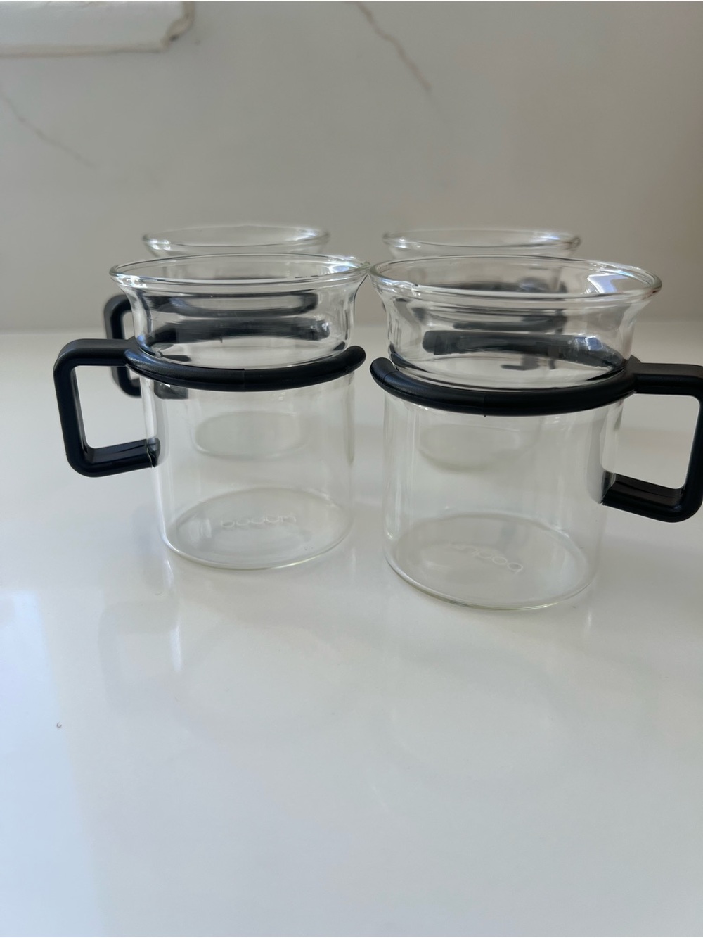 Bodum Clear Glass Espresso Cups with Black Handles (Set of 4)